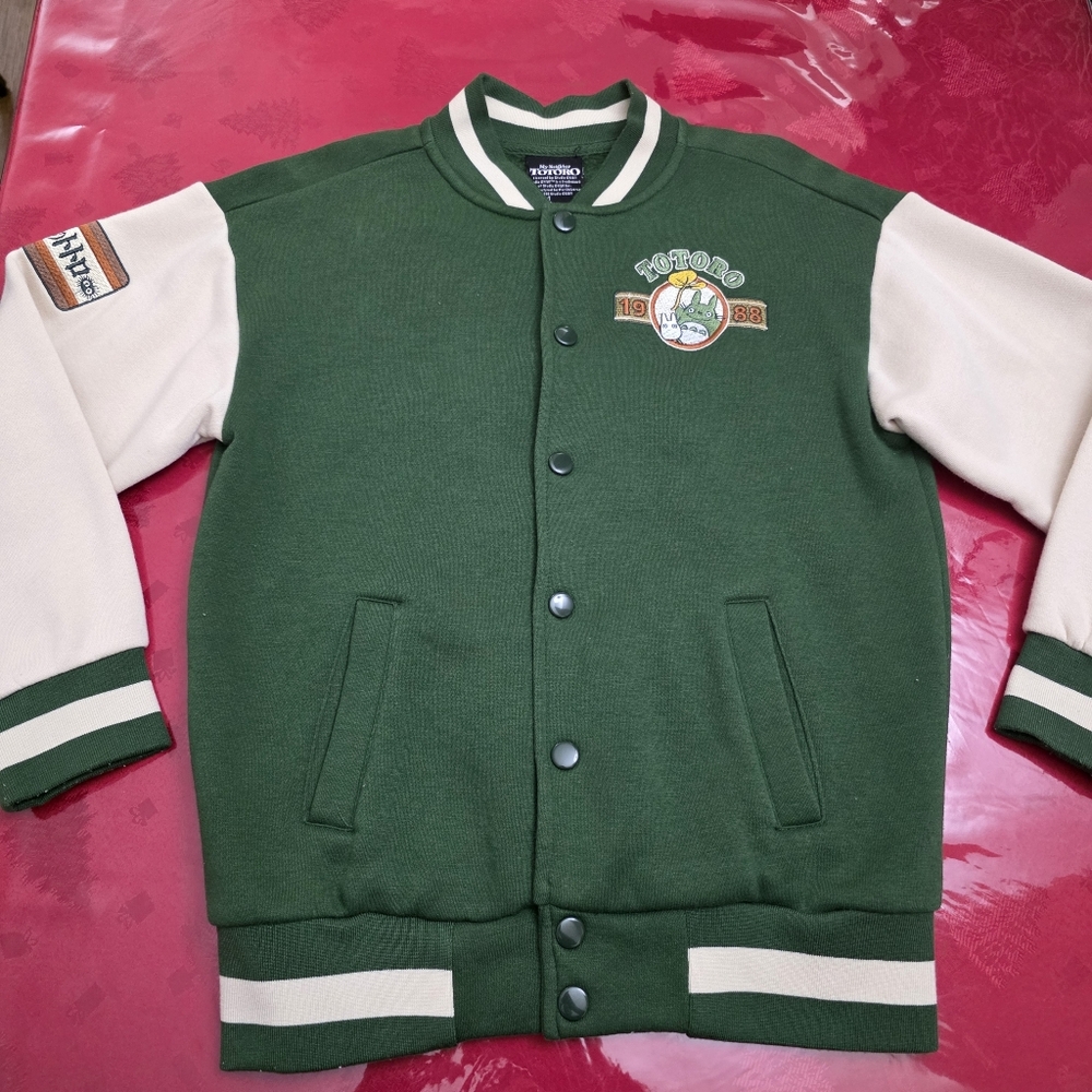 Studio Ghibli My Neighbor Totoro Unisex Kids Varsity Bomber Jacket Size M 7-8